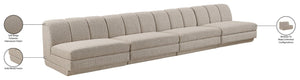 Meridian Furniture Modari Chenille Textured Modular Sectional Sofa with Channel Tufted Back for Living Rooms 143Beige-S4B