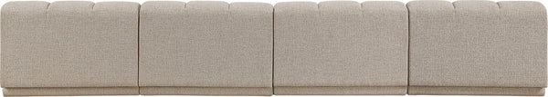Meridian Furniture Modari Chenille Textured Modular Sectional Sofa with Channel Tufted Back for Living Rooms 143Beige-S4B