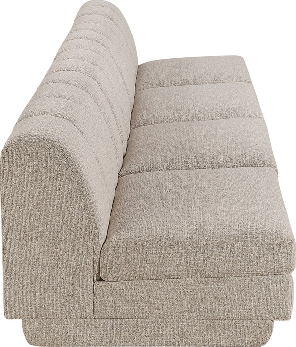 Meridian Furniture Modari Chenille Textured Modular Sectional Sofa with Channel Tufted Back for Living Rooms 143Beige-S4B