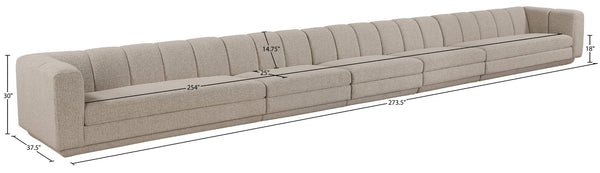 Meridian Furniture Modari Five Piece Modular Sectional Sofa Chenille Upholstered Channel Tufted Living Room 143Beige-S5A