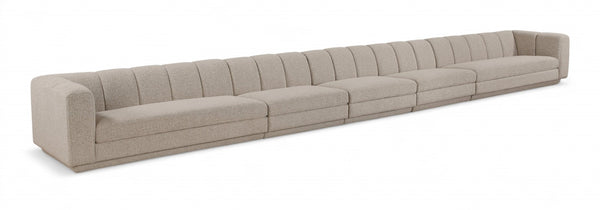 Meridian Furniture Modari Five Piece Modular Sectional Sofa Chenille Upholstered Channel Tufted Living Room 143Beige-S5A