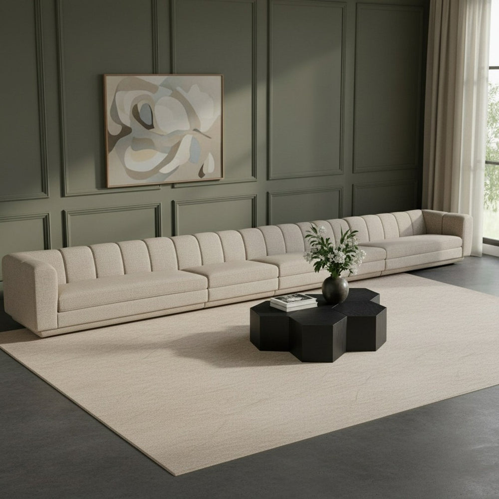 Meridian Furniture Modari Five Piece Modular Sectional Sofa Chenille Upholstered Channel Tufted Living Room 143Beige-S5A