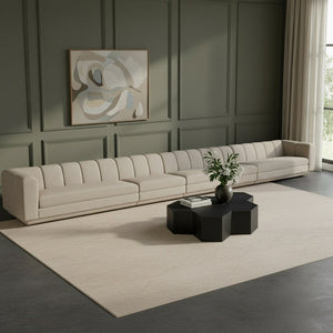 Meridian Furniture Modari Five Piece Modular Sectional Sofa Chenille Upholstered Channel Tufted Living Room 143Beige-S5A
