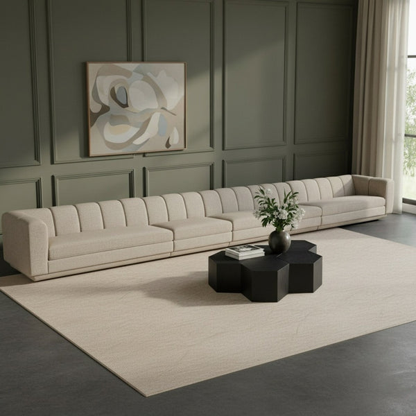 Meridian Furniture Modari Five Piece Modular Sectional Sofa Chenille Upholstered Channel Tufted Living Room 143Beige-S5A