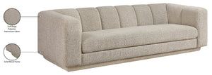 Meridian Furniture Modari Channel Tufted Chenille Sofa with Solid Wood Frame for Modern Living Room Comfort Beige 143Beige-S