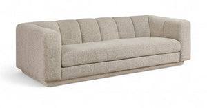 Meridian Furniture Modari Channel Tufted Chenille Sofa with Solid Wood Frame for Modern Living Room Comfort Beige 143Beige-S