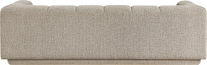Meridian Furniture Modari Channel Tufted Chenille Sofa with Solid Wood Frame for Modern Living Room Comfort Beige 143Beige-S