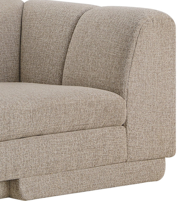Meridian Furniture Modari Channel Tufted Chenille Sofa with Solid Wood Frame for Modern Living Room Comfort Beige 143Beige-S