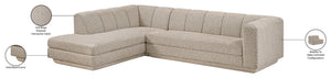 Meridian Furniture Modari Two Piece Modular Sectional Chenille Polyester Channel Tufted Living Room Sofa 143Beige-Sec2A