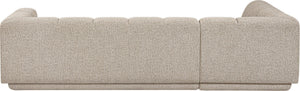 Meridian Furniture Modari Two Piece Modular Sectional Chenille Polyester Channel Tufted Living Room Sofa 143Beige-Sec2A