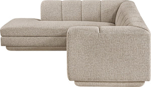 Meridian Furniture Modari Two Piece Modular Sectional Chenille Polyester Channel Tufted Living Room Sofa 143Beige-Sec2A