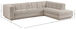 Meridian Furniture Modari Two Piece Chenille Fabric Modular Sectional with Channel Tufted Back 143Beige-Sec2B