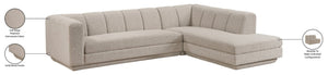 Meridian Furniture Modari Two Piece Chenille Fabric Modular Sectional with Channel Tufted Back 143Beige-Sec2B