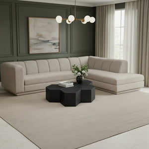 Meridian Furniture Modari Two Piece Chenille Fabric Modular Sectional with Channel Tufted Back 143Beige-Sec2B
