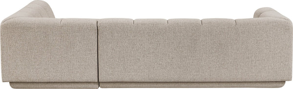 Meridian Furniture Modari Two Piece Chenille Fabric Modular Sectional with Channel Tufted Back 143Beige-Sec2B