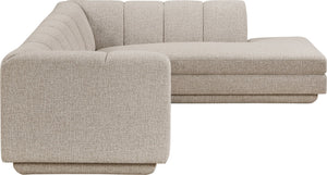 Meridian Furniture Modari Two Piece Chenille Fabric Modular Sectional with Channel Tufted Back 143Beige-Sec2B