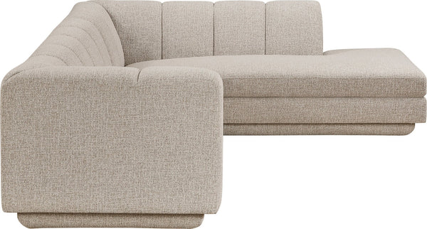 Meridian Furniture Modari Two Piece Chenille Fabric Modular Sectional with Channel Tufted Back 143Beige-Sec2B