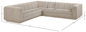 Meridian Furniture Modari Three Piece Chenille Modular Sectional with Channel Tufted Back for Living Rooms 143Beige-Sec3B
