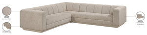 Meridian Furniture Modari Three Piece Chenille Modular Sectional with Channel Tufted Back for Living Rooms 143Beige-Sec3B