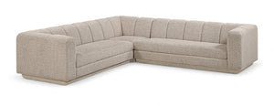Meridian Furniture Modari Three Piece Chenille Modular Sectional with Channel Tufted Back for Living Rooms 143Beige-Sec3B