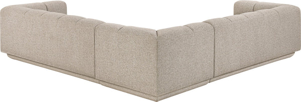 Meridian Furniture Modari Three Piece Chenille Modular Sectional with Channel Tufted Back for Living Rooms 143Beige-Sec3B