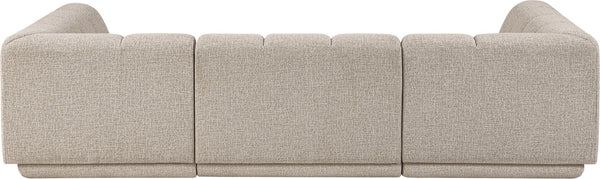 Meridian Furniture Modari Channel Tufted Chenille Three Piece Modular Sectional for Modern Living Rooms 143Beige-Sec3C