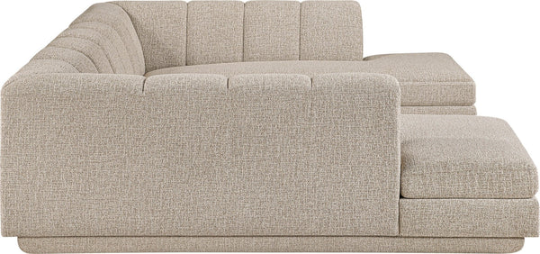 Meridian Furniture Modari Channel Tufted Chenille Three Piece Modular Sectional for Modern Living Rooms 143Beige-Sec3C