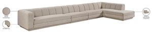 Meridian Furniture Modari Four Piece Chenille Modular Sectional with Channel Tufted Back for Living Rooms 143Beige-Sec4A