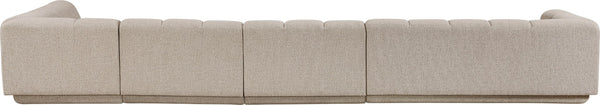 Meridian Furniture Modari Four Piece Chenille Modular Sectional with Channel Tufted Back for Living Rooms 143Beige-Sec4A