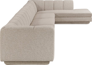 Meridian Furniture Modari Four Piece Chenille Modular Sectional with Channel Tufted Back for Living Rooms 143Beige-Sec4A