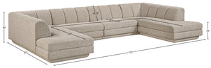 Meridian Furniture Modari Four Piece Chenille Modular Sectional with Channel Tufting for Living Rooms 143Beige-Sec4C