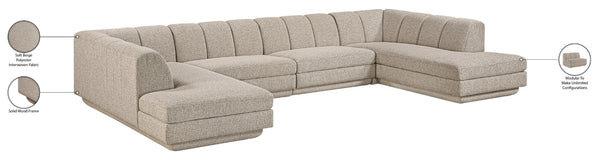 Meridian Furniture Modari Four Piece Chenille Modular Sectional with Channel Tufting for Living Rooms 143Beige-Sec4C