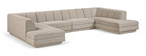 Meridian Furniture Modari Four Piece Chenille Modular Sectional with Channel Tufting for Living Rooms 143Beige-Sec4C