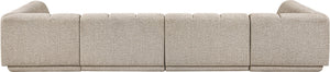 Meridian Furniture Modari Four Piece Chenille Modular Sectional with Channel Tufting for Living Rooms 143Beige-Sec4C