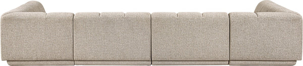 Meridian Furniture Modari Four Piece Chenille Modular Sectional with Channel Tufting for Living Rooms 143Beige-Sec4C