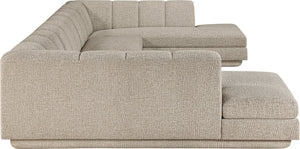 Meridian Furniture Modari Four Piece Chenille Modular Sectional with Channel Tufting for Living Rooms 143Beige-Sec4C
