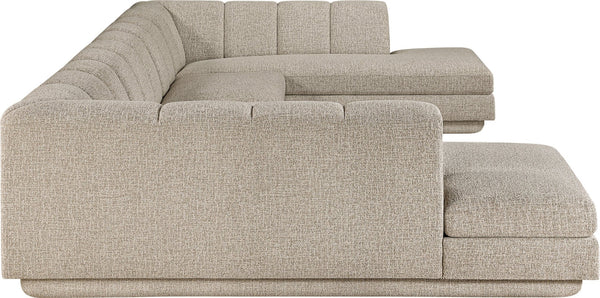 Meridian Furniture Modari Four Piece Chenille Modular Sectional with Channel Tufting for Living Rooms 143Beige-Sec4C