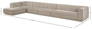 Meridian Furniture Modari Four Piece Chenille Sectional with Channel Tufting for Modern Living Rooms 143Beige-Sec4D