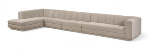 Meridian Furniture Modari Four Piece Chenille Sectional with Channel Tufting for Modern Living Rooms 143Beige-Sec4D