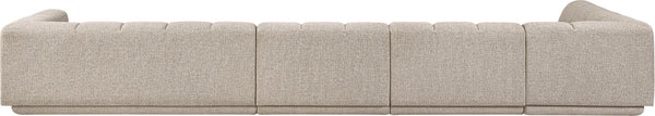 Meridian Furniture Modari Four Piece Chenille Sectional with Channel Tufting for Modern Living Rooms 143Beige-Sec4D