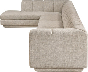 Meridian Furniture Modari Four Piece Chenille Sectional with Channel Tufting for Modern Living Rooms 143Beige-Sec4D