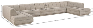 Meridian Furniture Modari Five Piece Chenille Fabric Modular Sectional with Channel Tufted Back 143Beige-Sec5B
