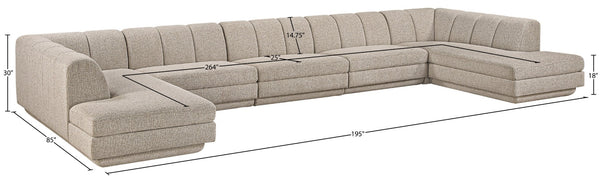 Meridian Furniture Modari Five Piece Chenille Fabric Modular Sectional with Channel Tufted Back 143Beige-Sec5B