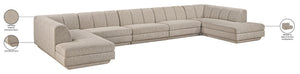 Meridian Furniture Modari Five Piece Chenille Fabric Modular Sectional with Channel Tufted Back 143Beige-Sec5B