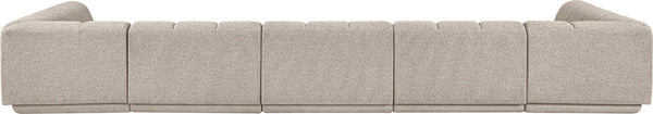 Meridian Furniture Modari Five Piece Chenille Fabric Modular Sectional with Channel Tufted Back 143Beige-Sec5B