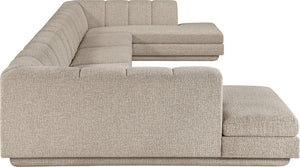 Meridian Furniture Modari Five Piece Chenille Fabric Modular Sectional with Channel Tufted Back 143Beige-Sec5B