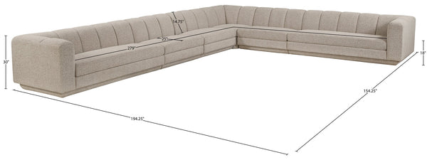 Meridian Furniture Modari Six Piece Chenille Modular Sectional with Channel Tufting for Large Living Rooms 143Beige-Sec6A