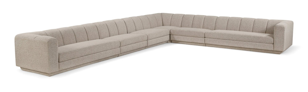 Meridian Furniture Modari Six Piece Chenille Modular Sectional with Channel Tufting for Large Living Rooms 143Beige-Sec6A