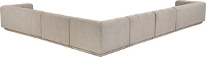 Meridian Furniture Modari Six Piece Chenille Modular Sectional with Channel Tufting for Large Living Rooms 143Beige-Sec6A