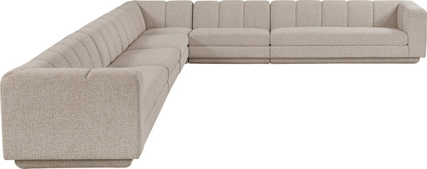 Meridian Furniture Modari Six Piece Chenille Modular Sectional with Channel Tufting for Large Living Rooms 143Beige-Sec6A